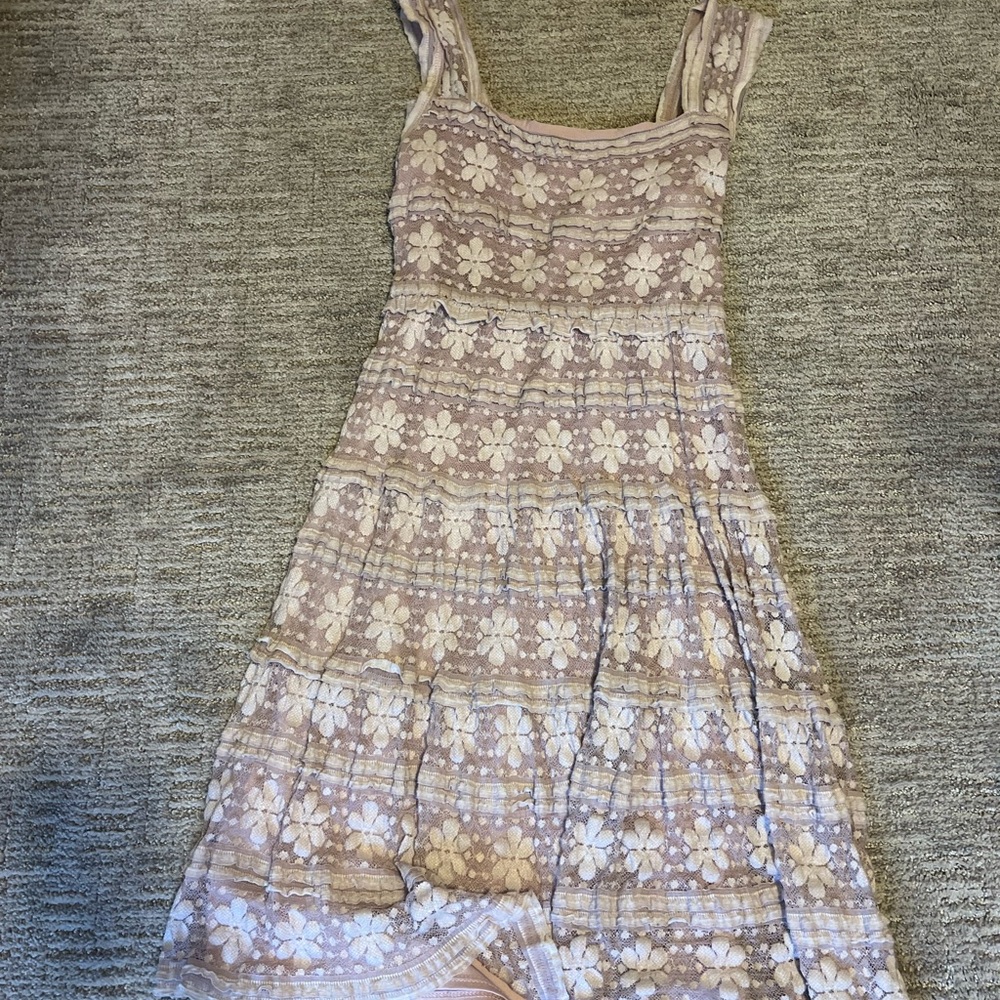 Max Studio Floral Lace Mini Dress - Cream and White